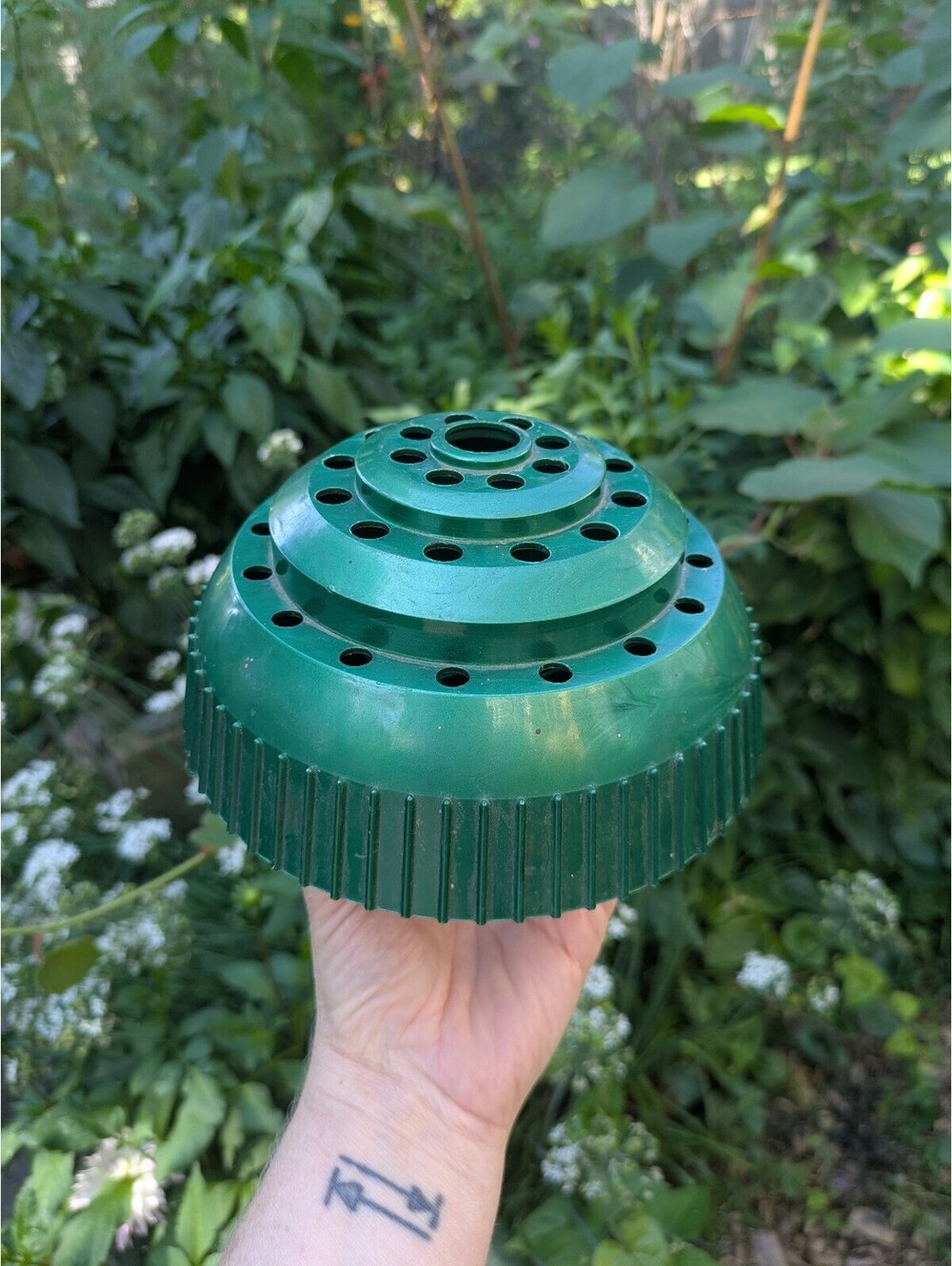 Vintage Plastic Flower Frog, Tiered Design, Made in USA
